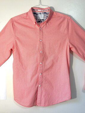 PreOwned Denim & Flower Size M Paisley Flip Cuff Ricky Singh Long Sleeve-Red/Whi